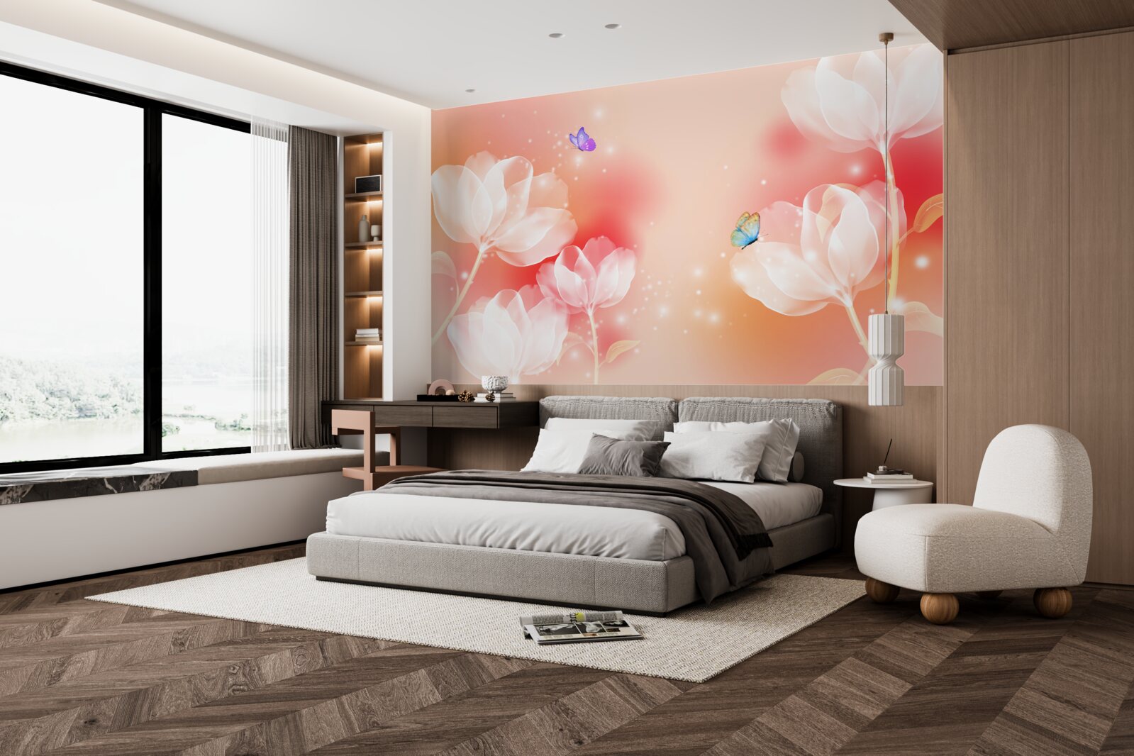 Fotobehang tulpen met transparantie