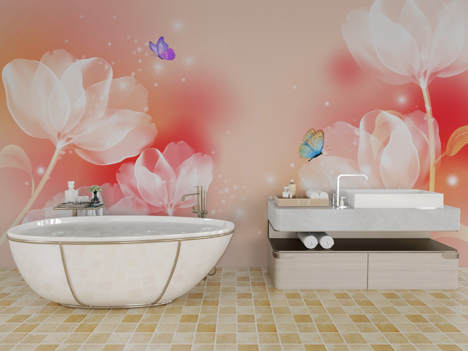 Fotobehang tulpen met transparantie