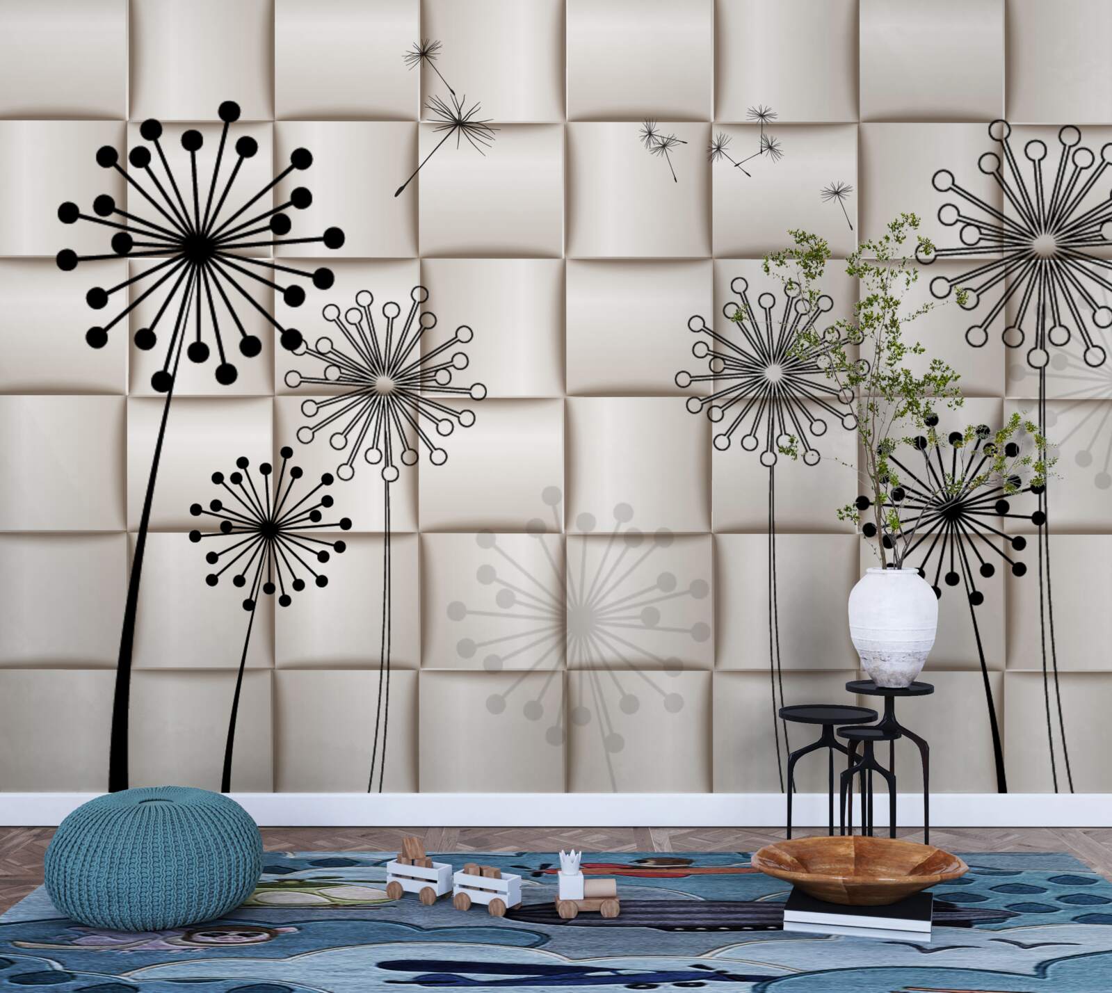 Fotobehang bijzondere duizendpoten en kleine vogels