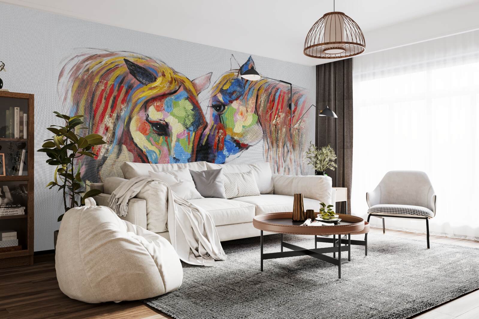 Fotobehang ongewone voorstelling van communicatie tussen paarden