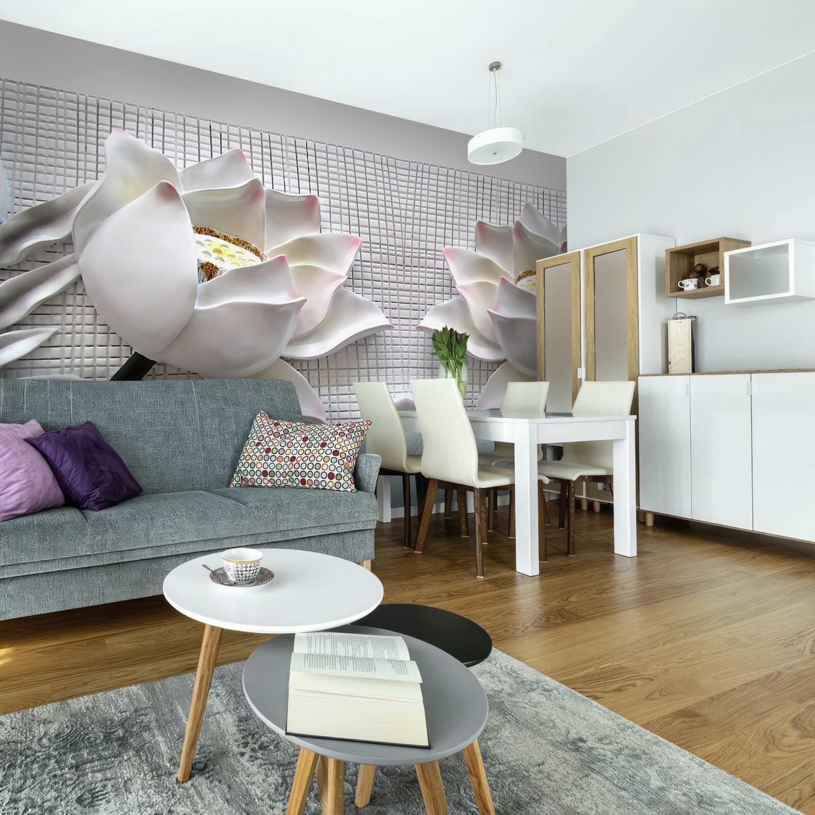 Fotobehang witte lotus dozen