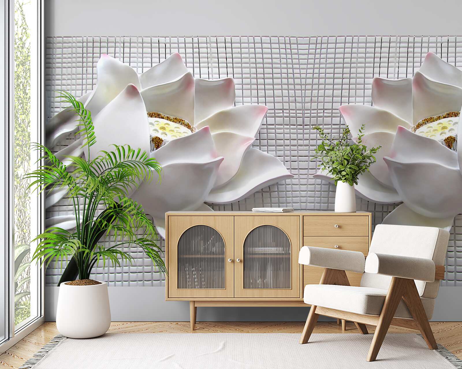 Fotobehang witte lotus dozen