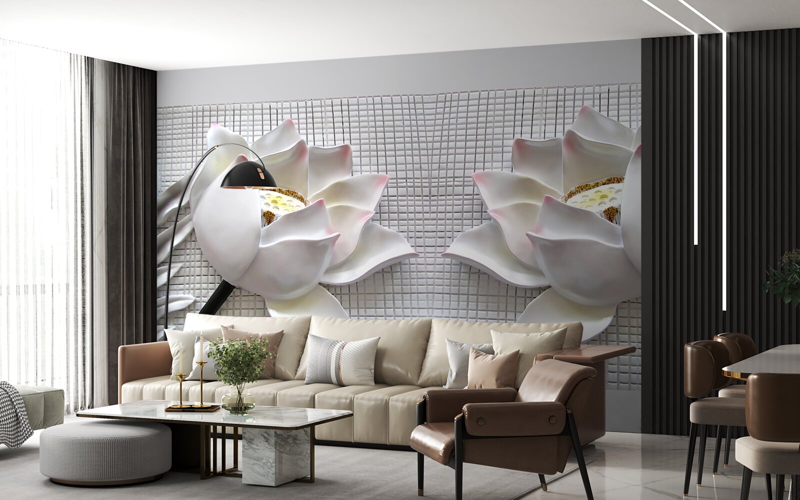 Fotobehang witte lotus dozen