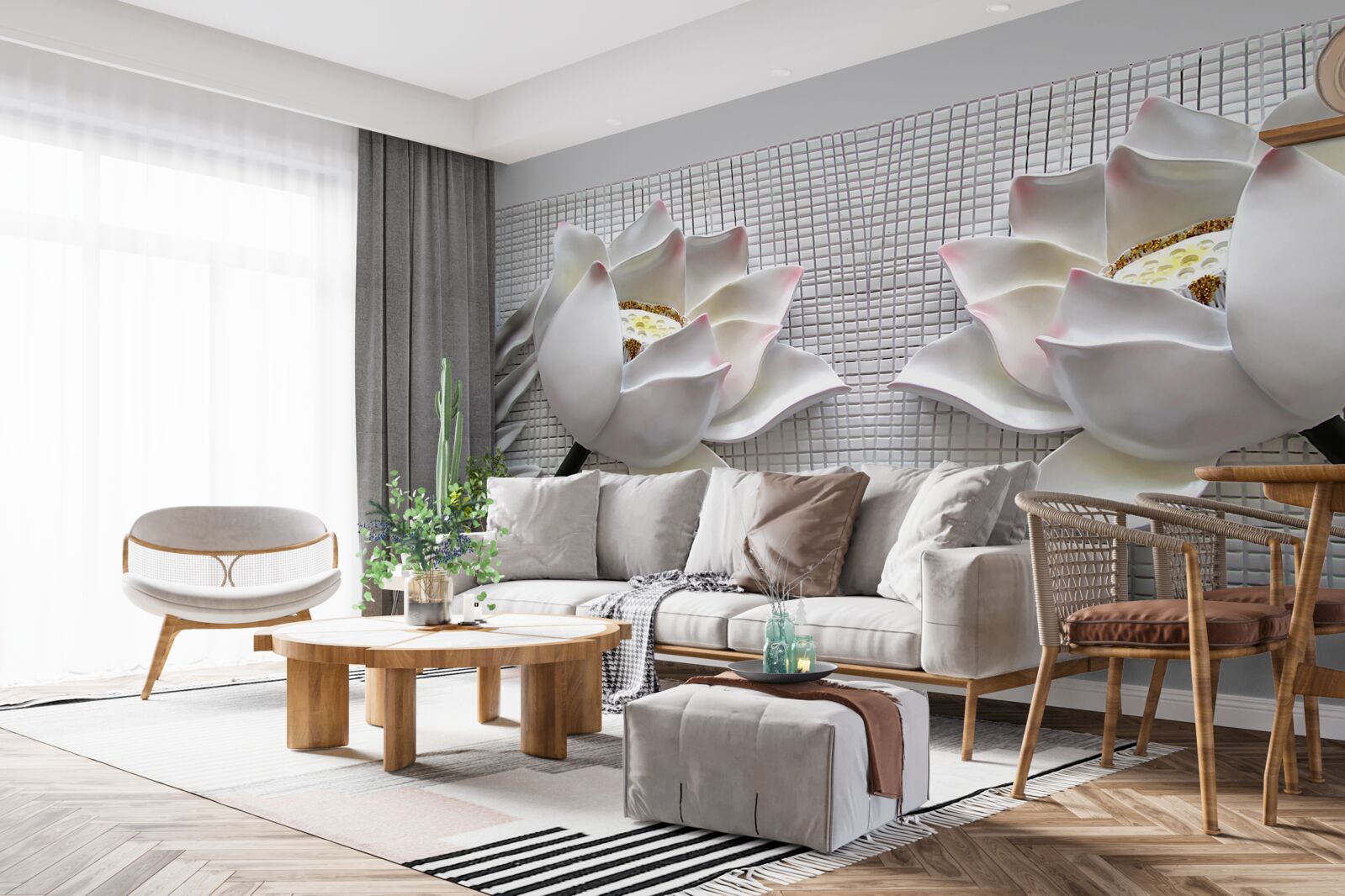 Fotobehang witte lotus dozen