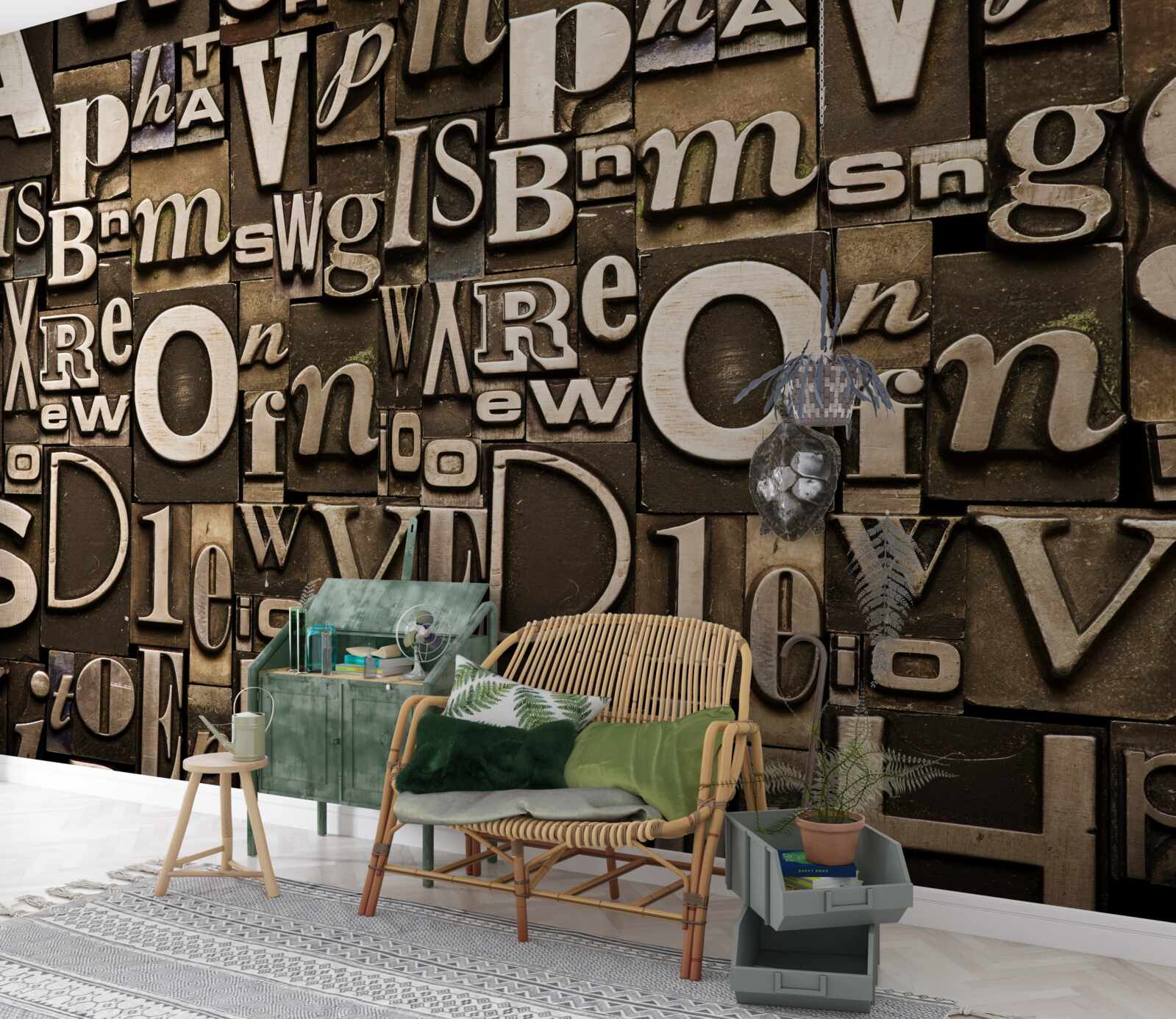 Fotobehang verschillende symbolen op een kastanjebruin bord