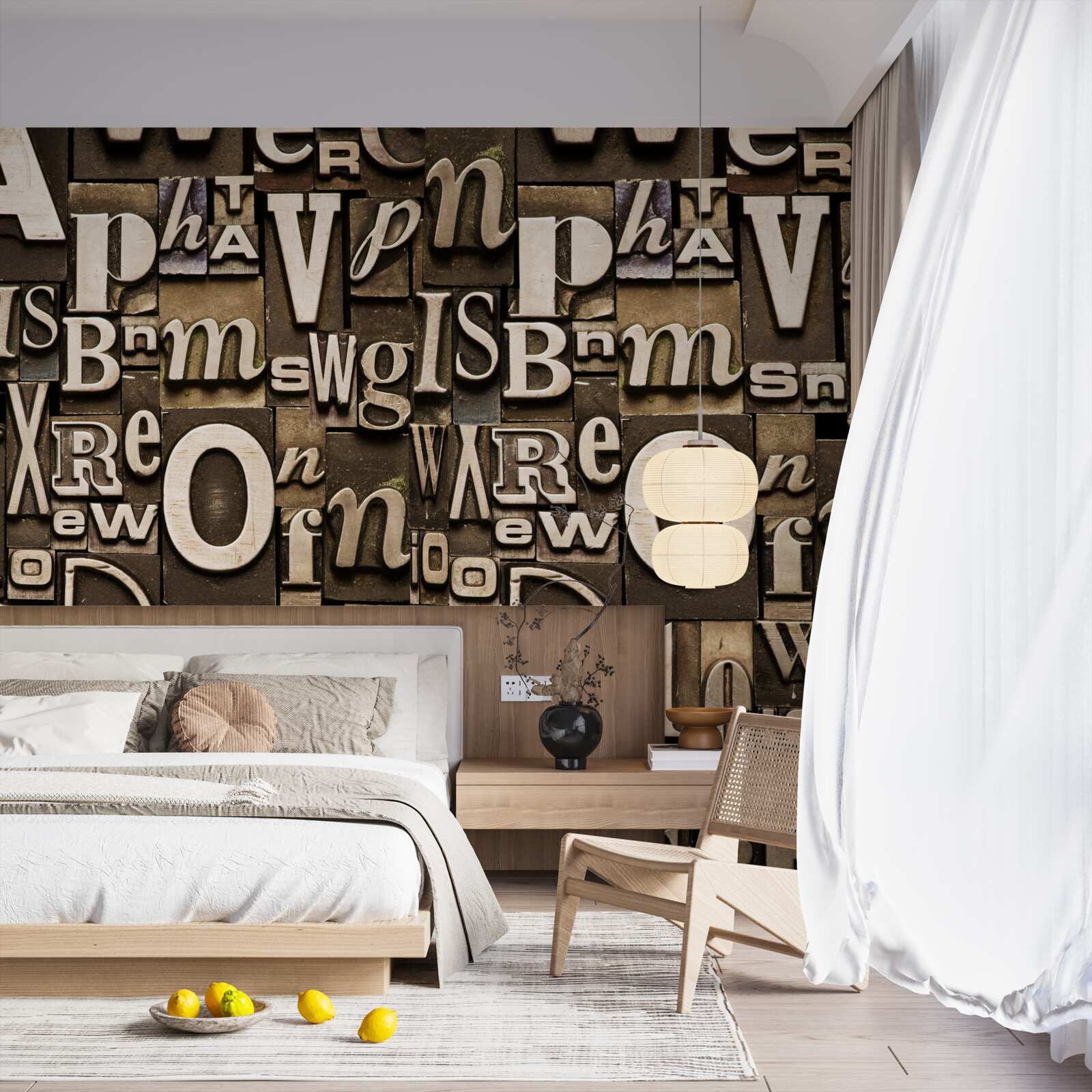 Fotobehang verschillende symbolen op een kastanjebruin bord