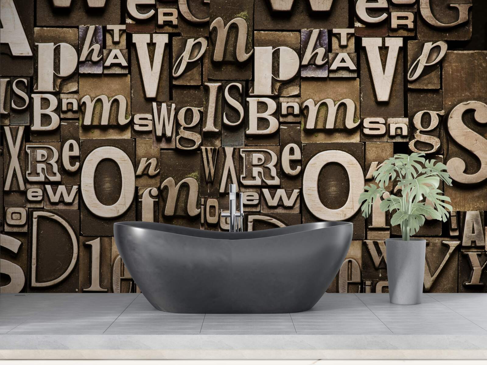 Fotobehang verschillende symbolen op een kastanjebruin bord