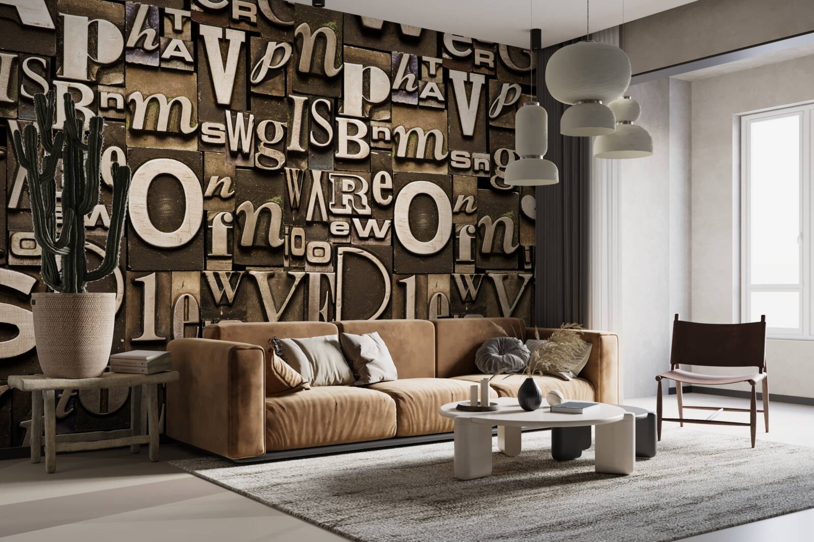 Fotobehang verschillende symbolen op een kastanjebruin bord