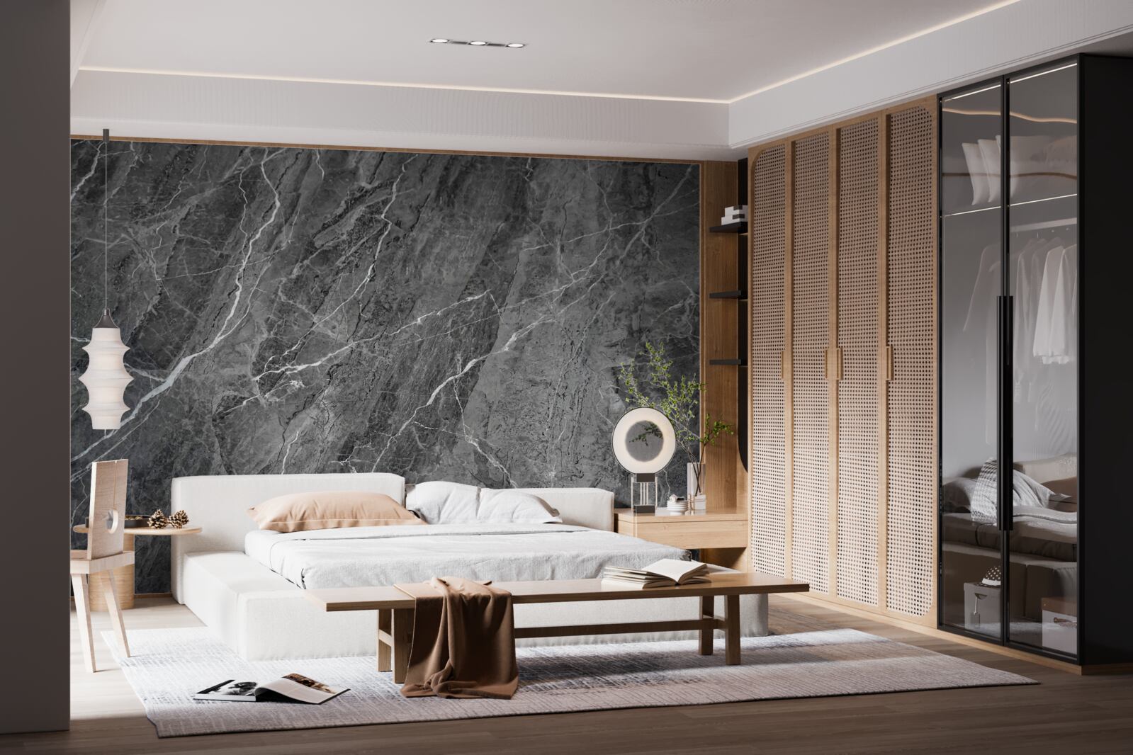 Fotobehang grijs marmer met witte adering