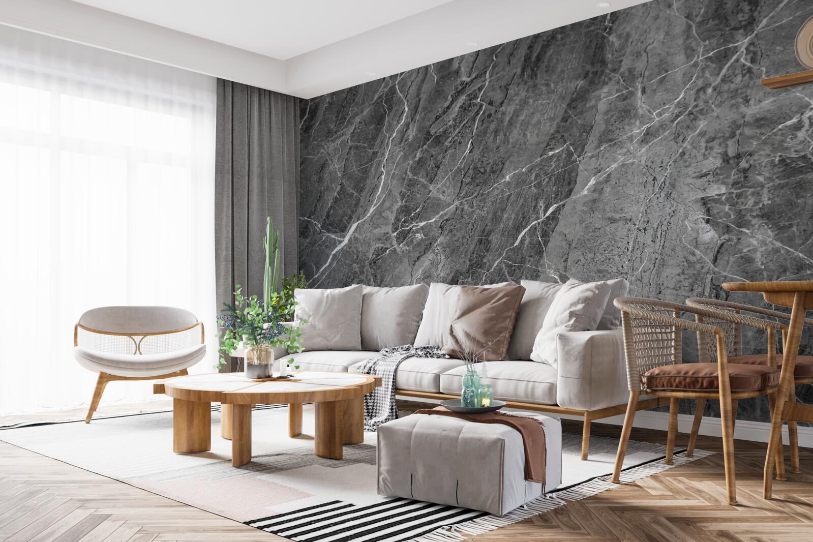 Fotobehang grijs marmer met witte adering