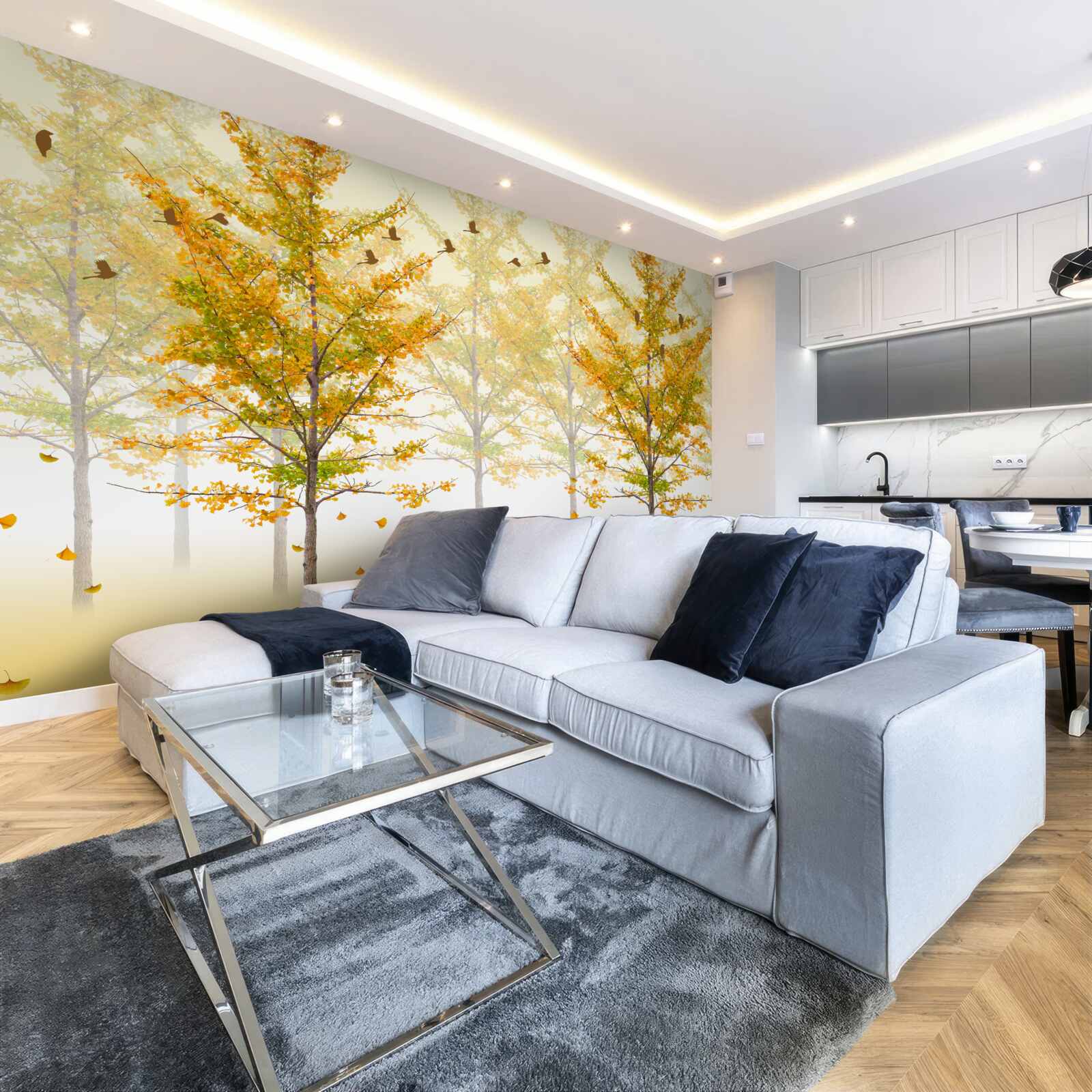 Fotobehang de kleuren van de herfst in een loofbos