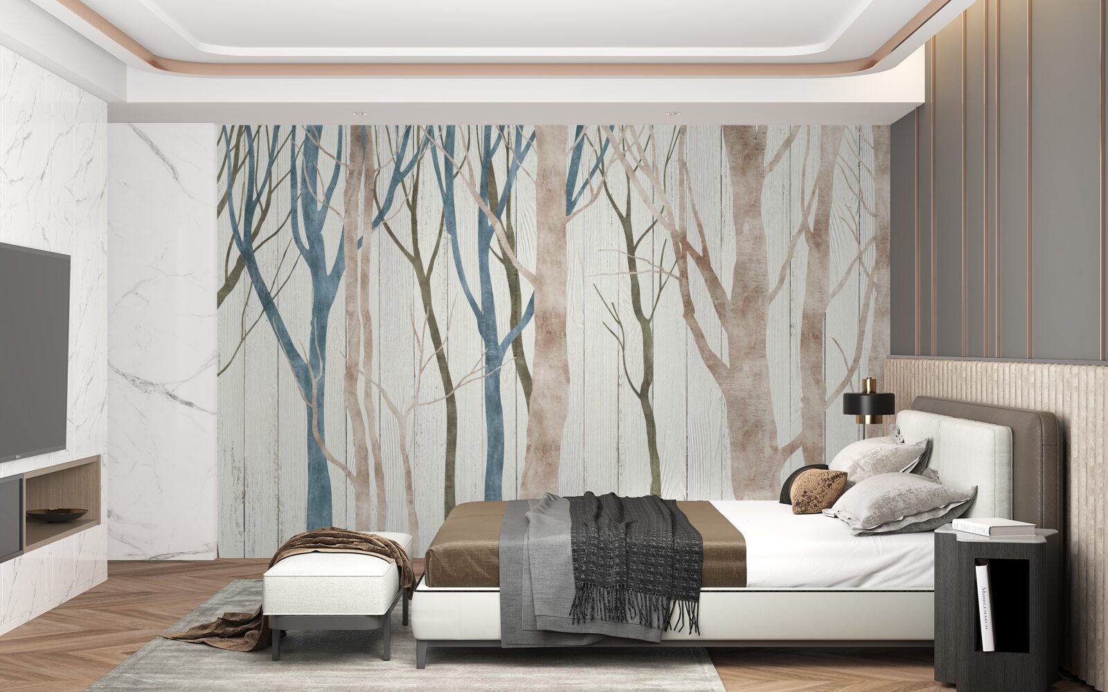 Fotobehang beeld van een scheef bos