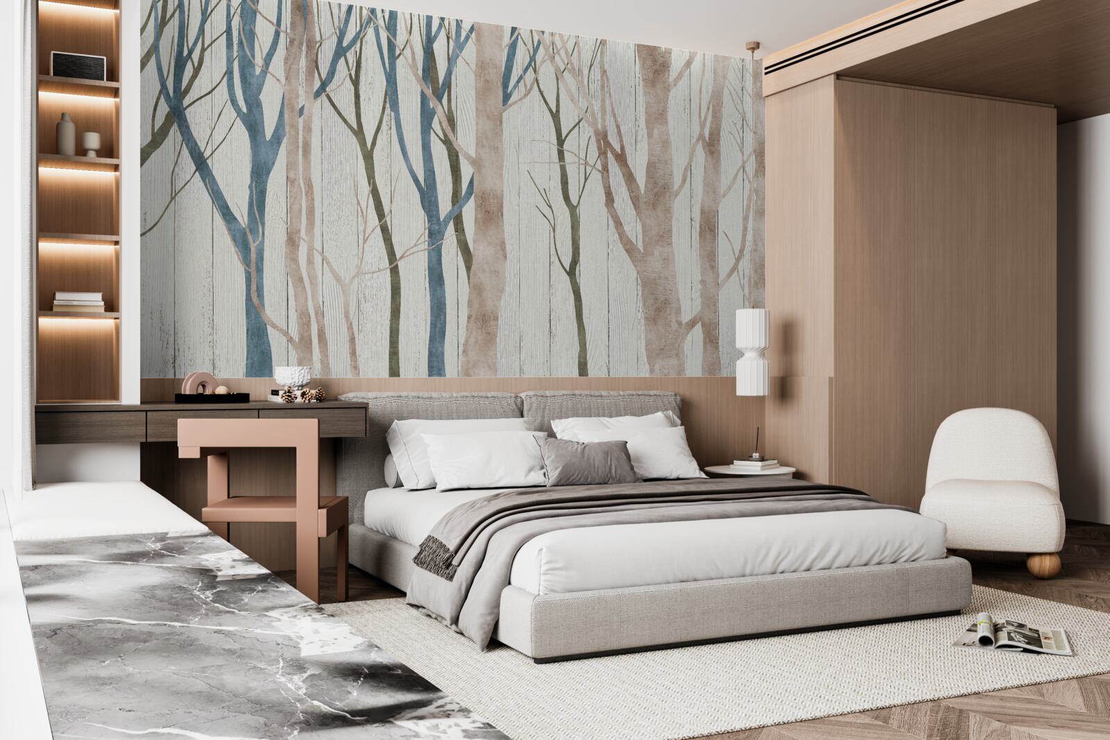 Fotobehang beeld van een scheef bos