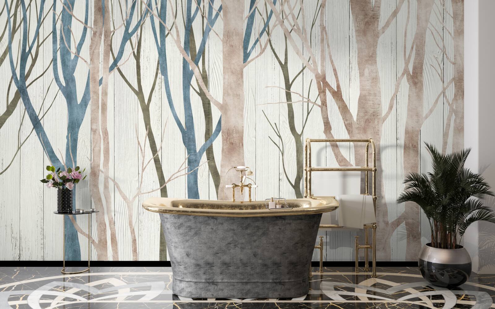 Fotobehang beeld van een scheef bos