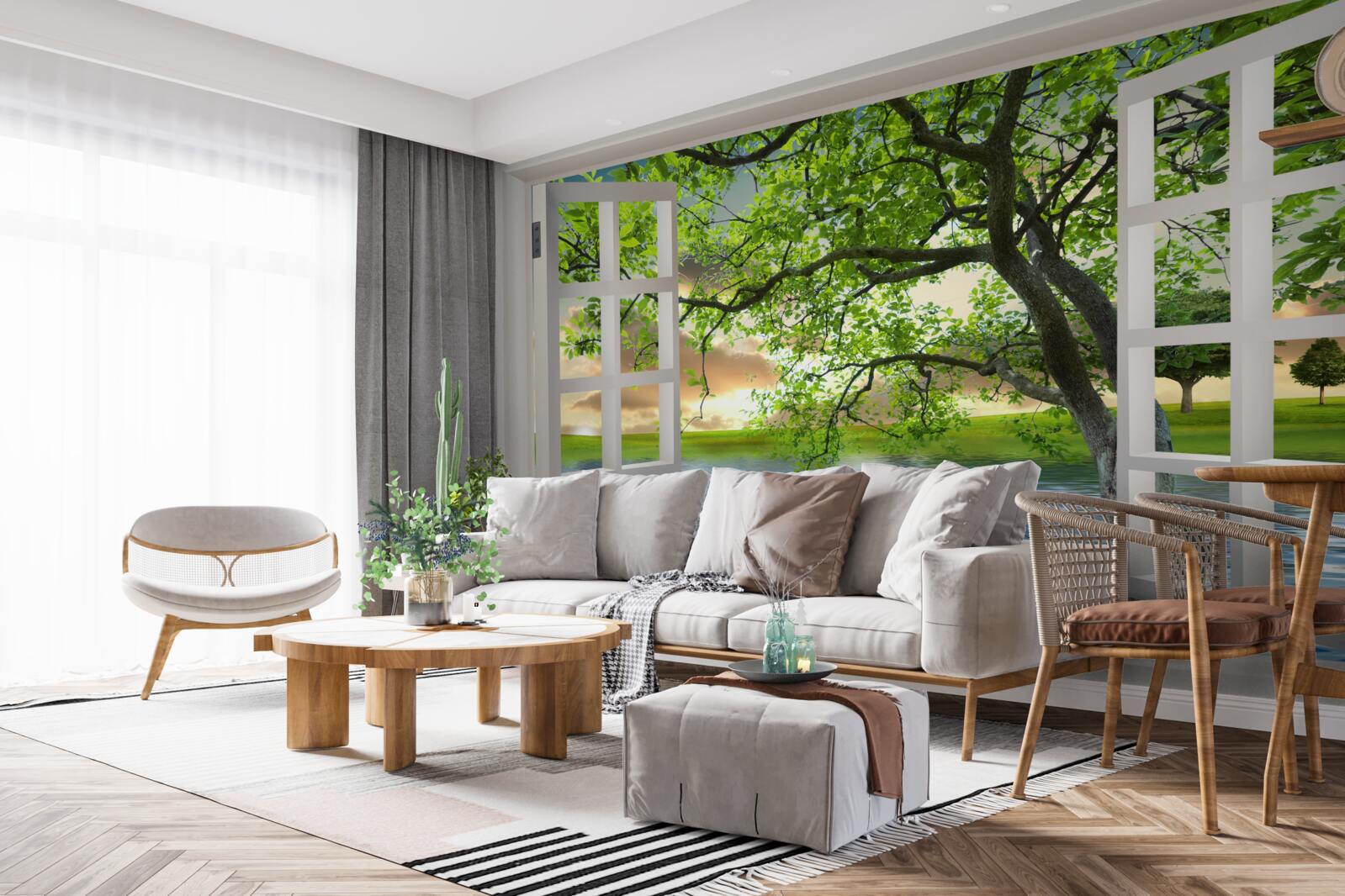 Fotobehang Zwaan drijft bij het raam