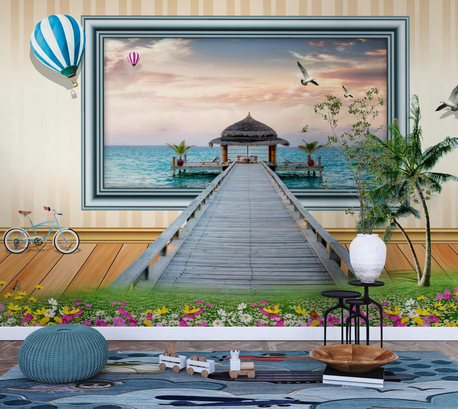 Fotobehang schilderen met een zeedok