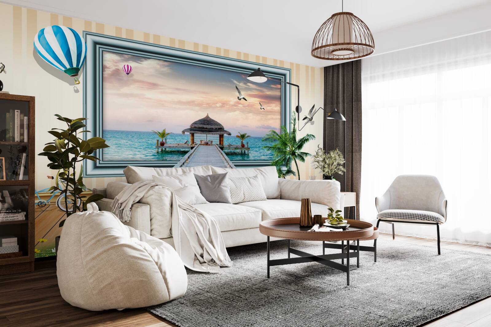 Fotobehang schilderen met een zeedok