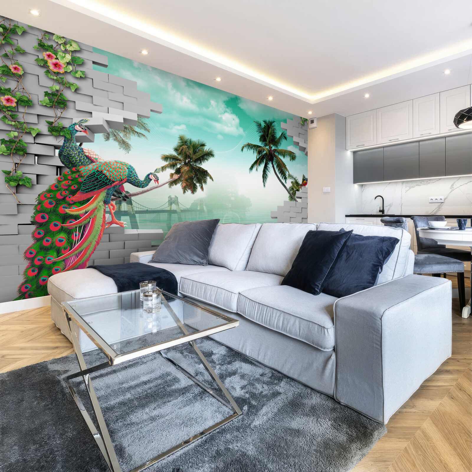 Fotobehang pauwen in de boom