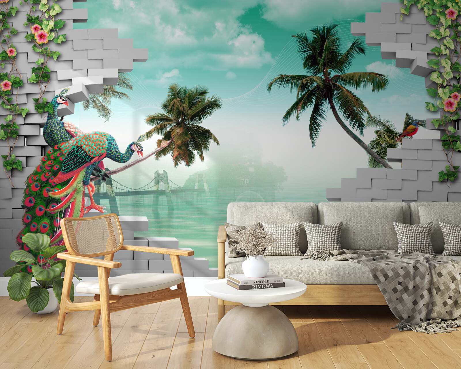 Fotobehang pauwen in de boom