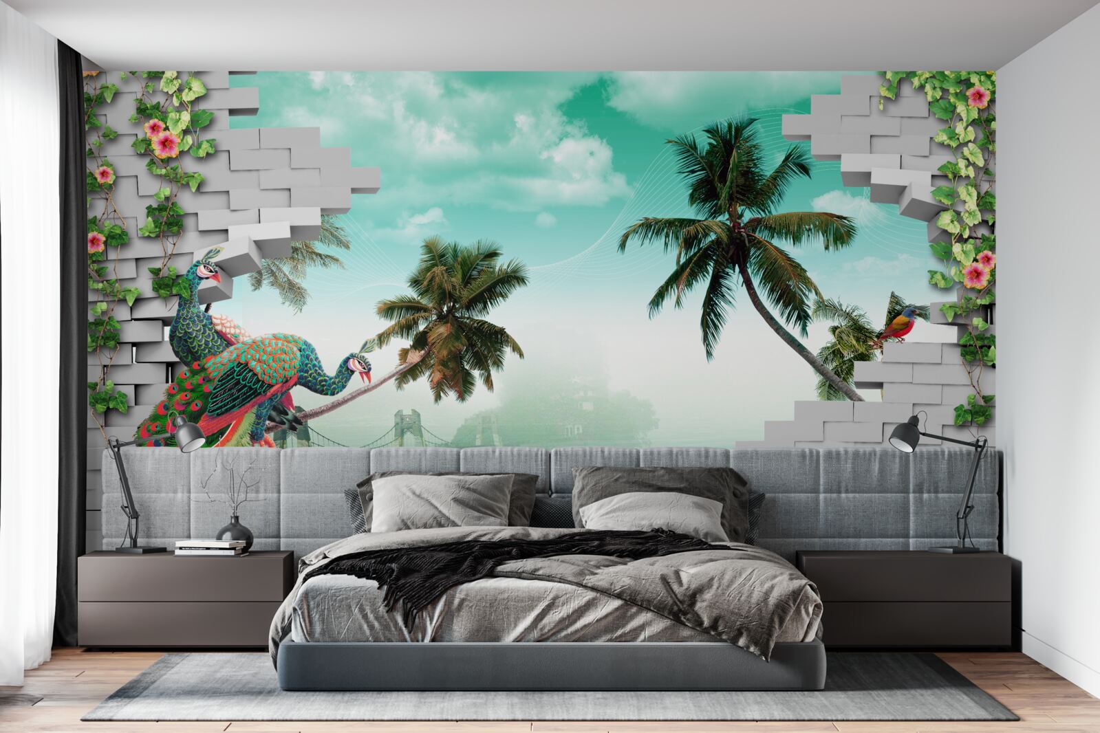 Fotobehang pauwen in de boom