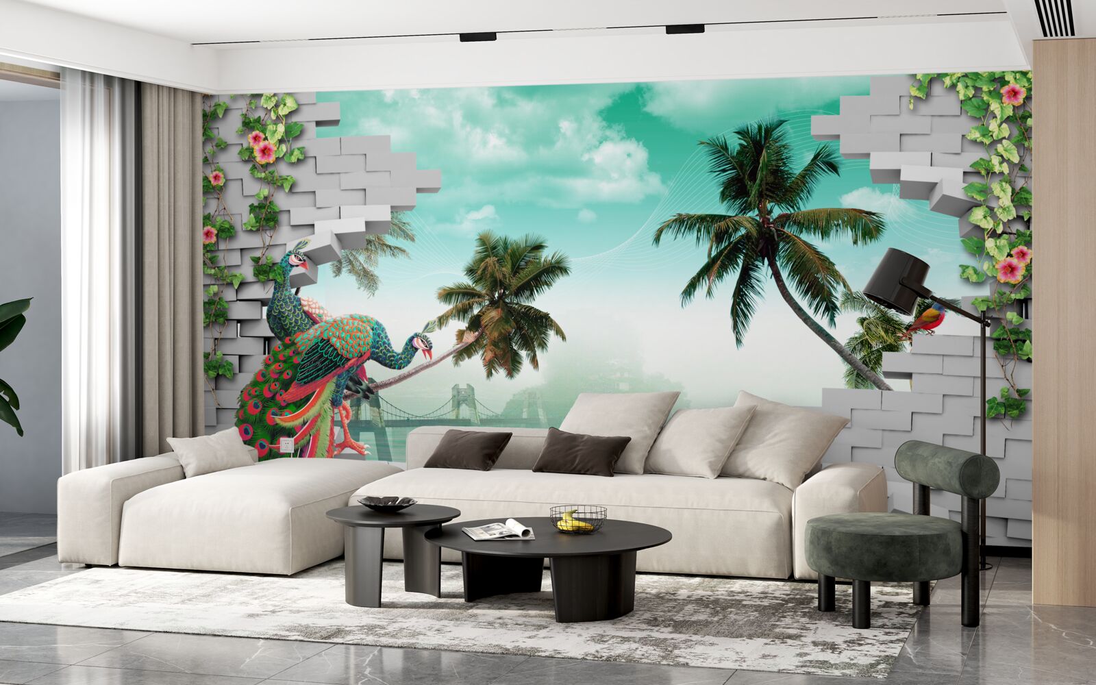 Fotobehang pauwen in de boom