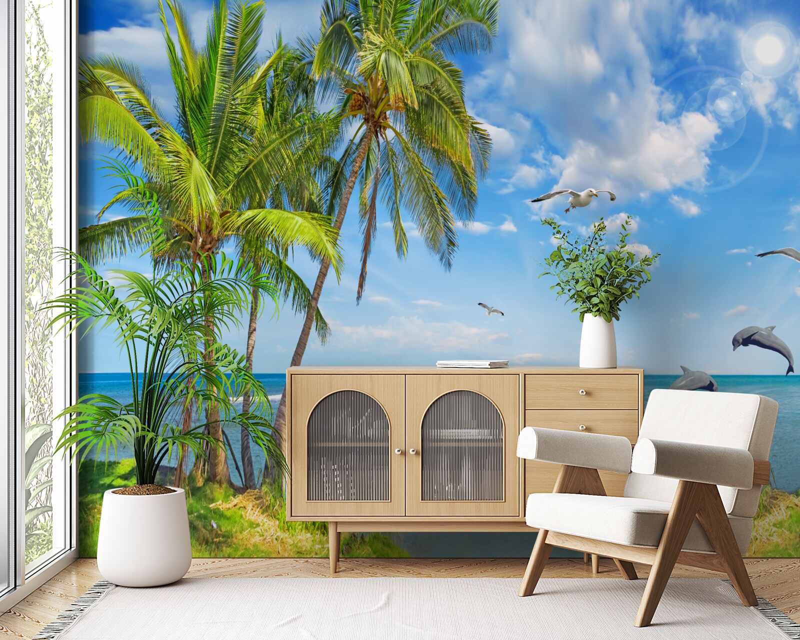 Fotobehang dolfijnen op een zeegezicht