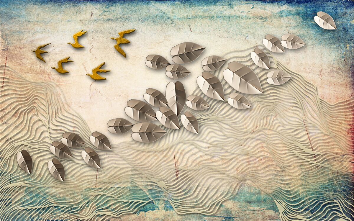 Fotobehang gevederde wezens en hun dons in windvlagen