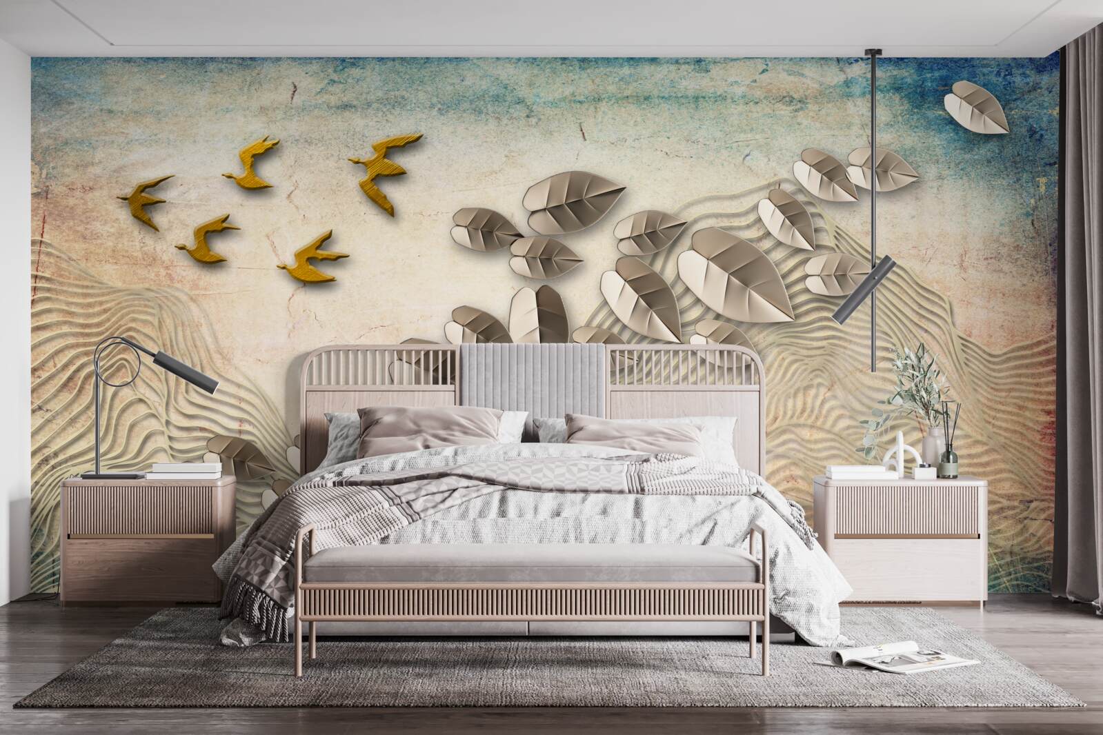 Fotobehang gevederde wezens en hun dons in windvlagen