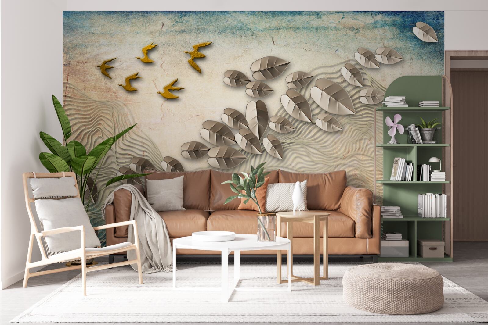 Fotobehang gevederde wezens en hun dons in windvlagen