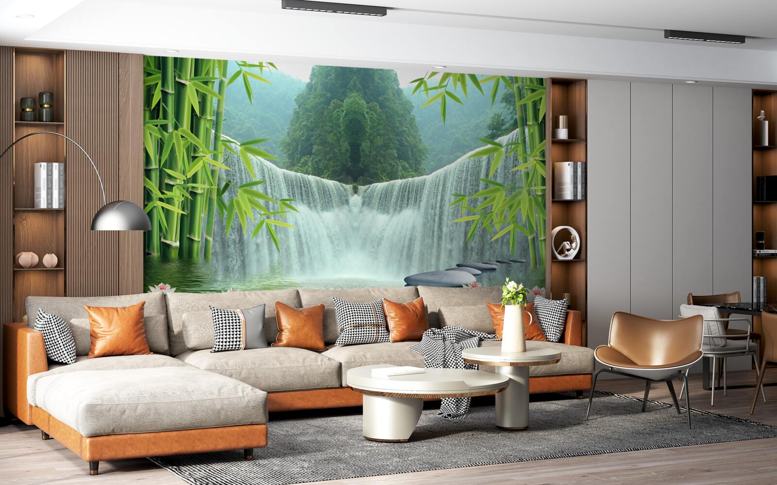 Fotobehang een charmante waterval diep in de jungle