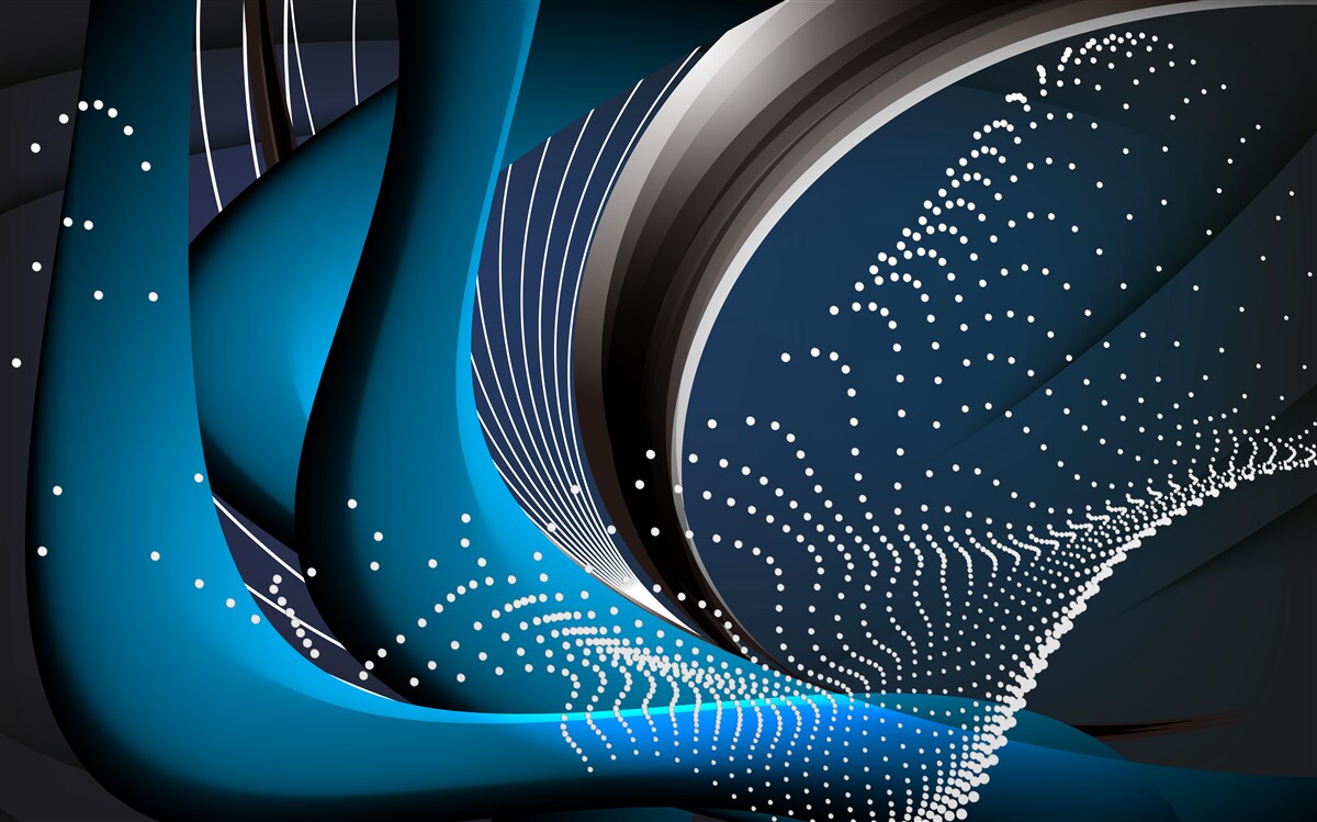 Fotobehang blauwe abstracte lijnen bij dageraad