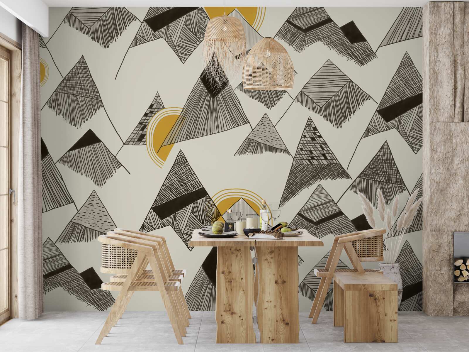 Fotobehang scherpe pieken en bergtoppen