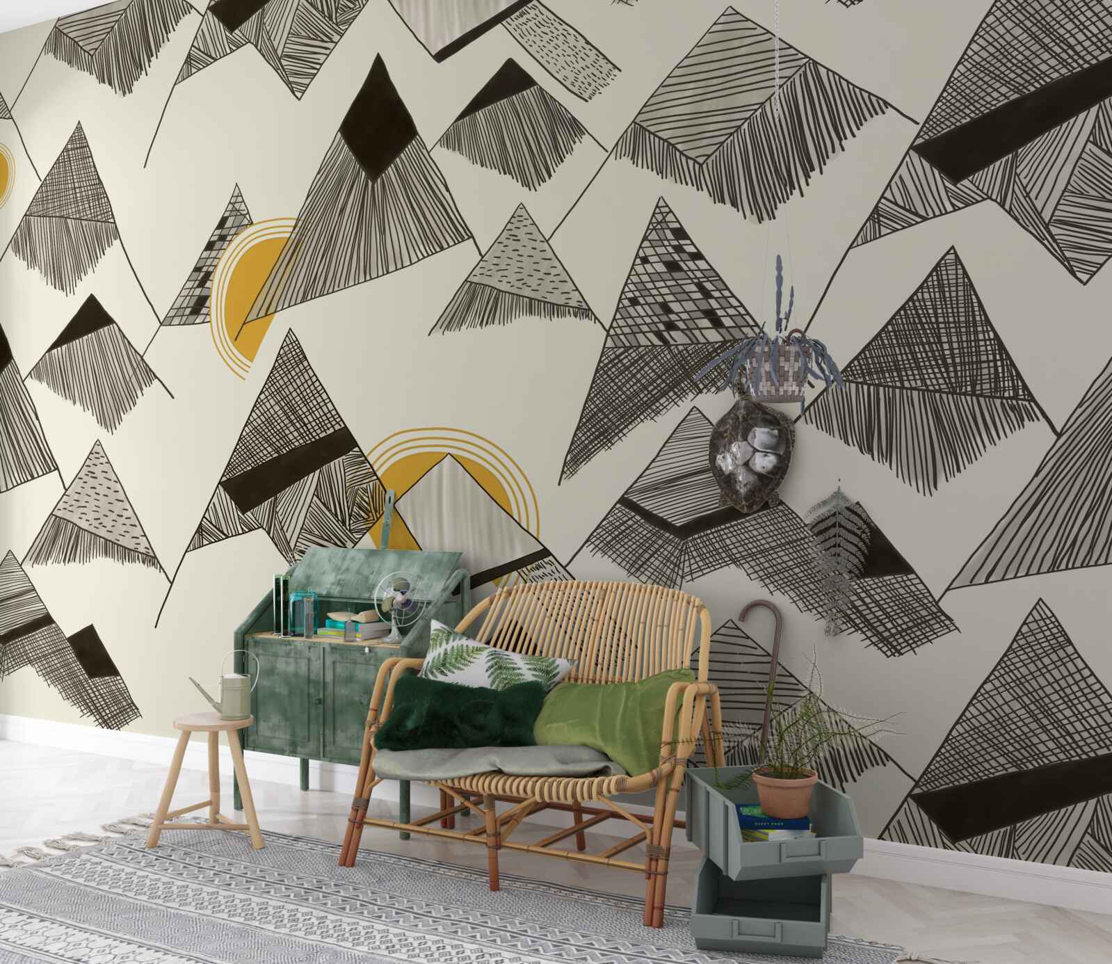 Fotobehang scherpe pieken en bergtoppen