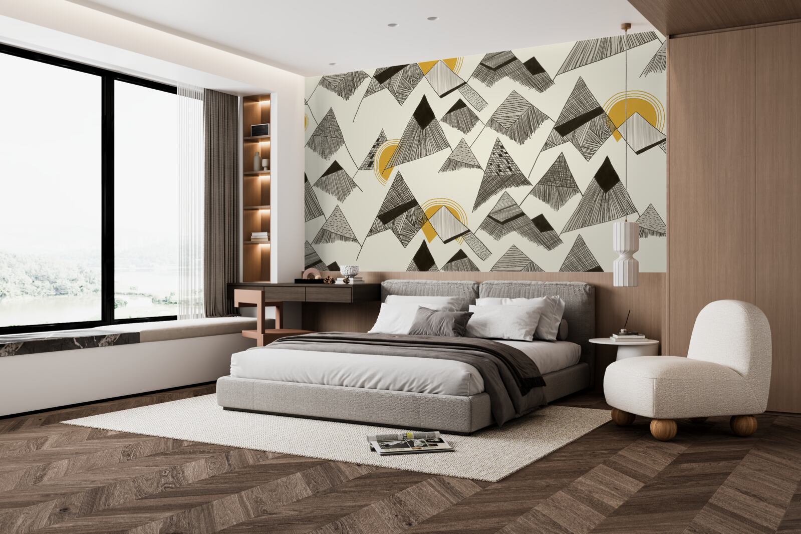 Fotobehang scherpe pieken en bergtoppen