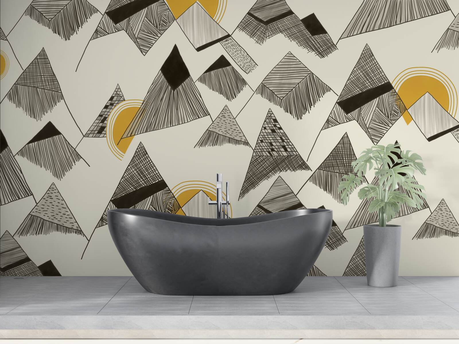 Fotobehang scherpe pieken en bergtoppen