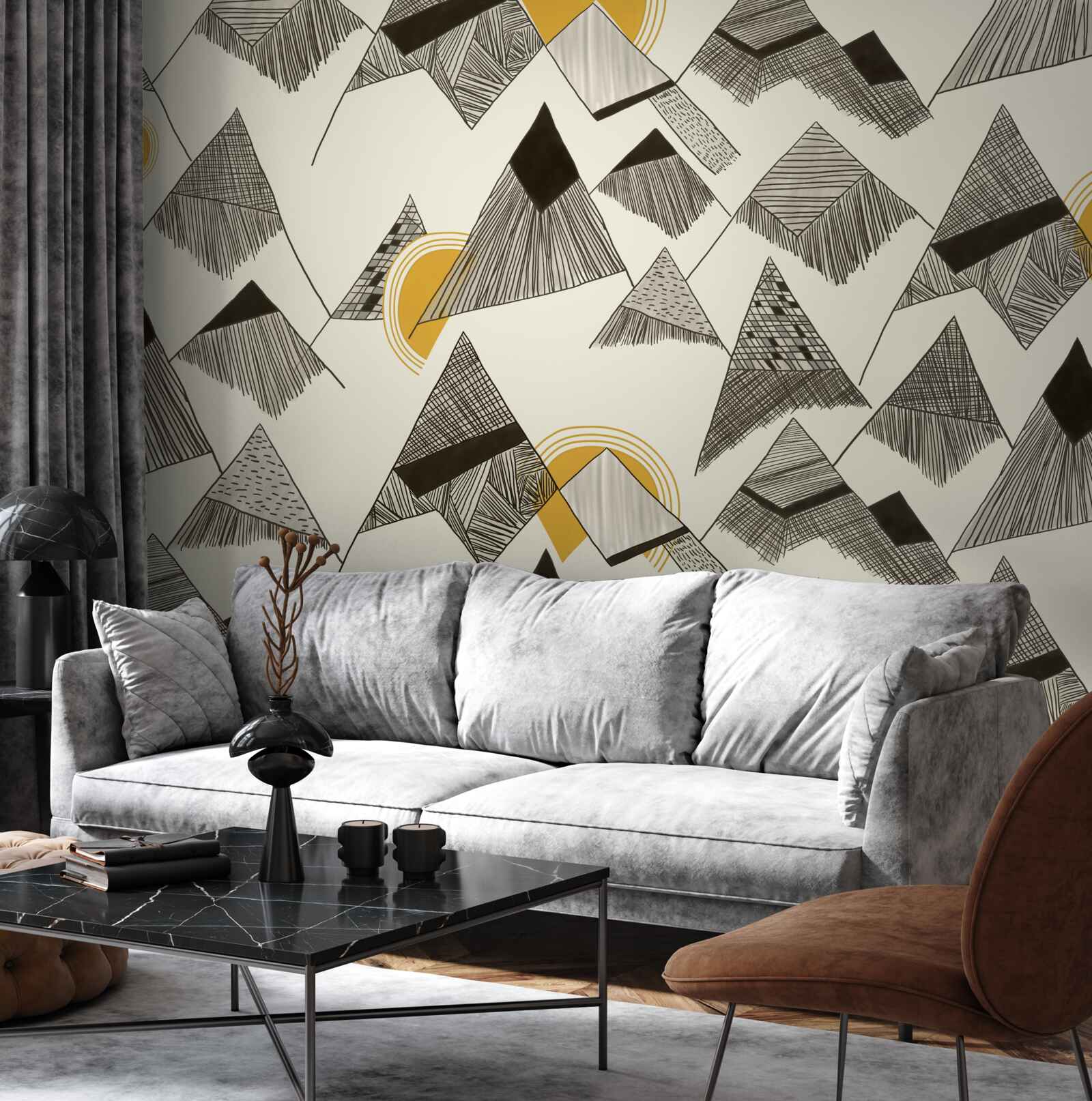 Fotobehang scherpe pieken en bergtoppen