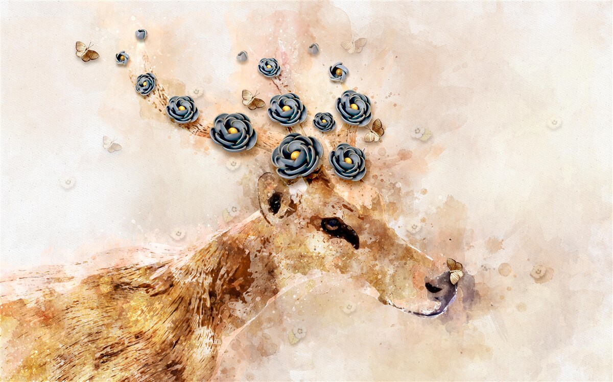 Fotobehang elena is omringd door bloemen op een roze achtergrond