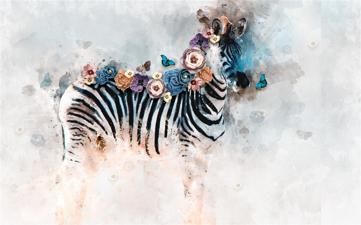 Fotobehang zebrakleuren met felle strepen