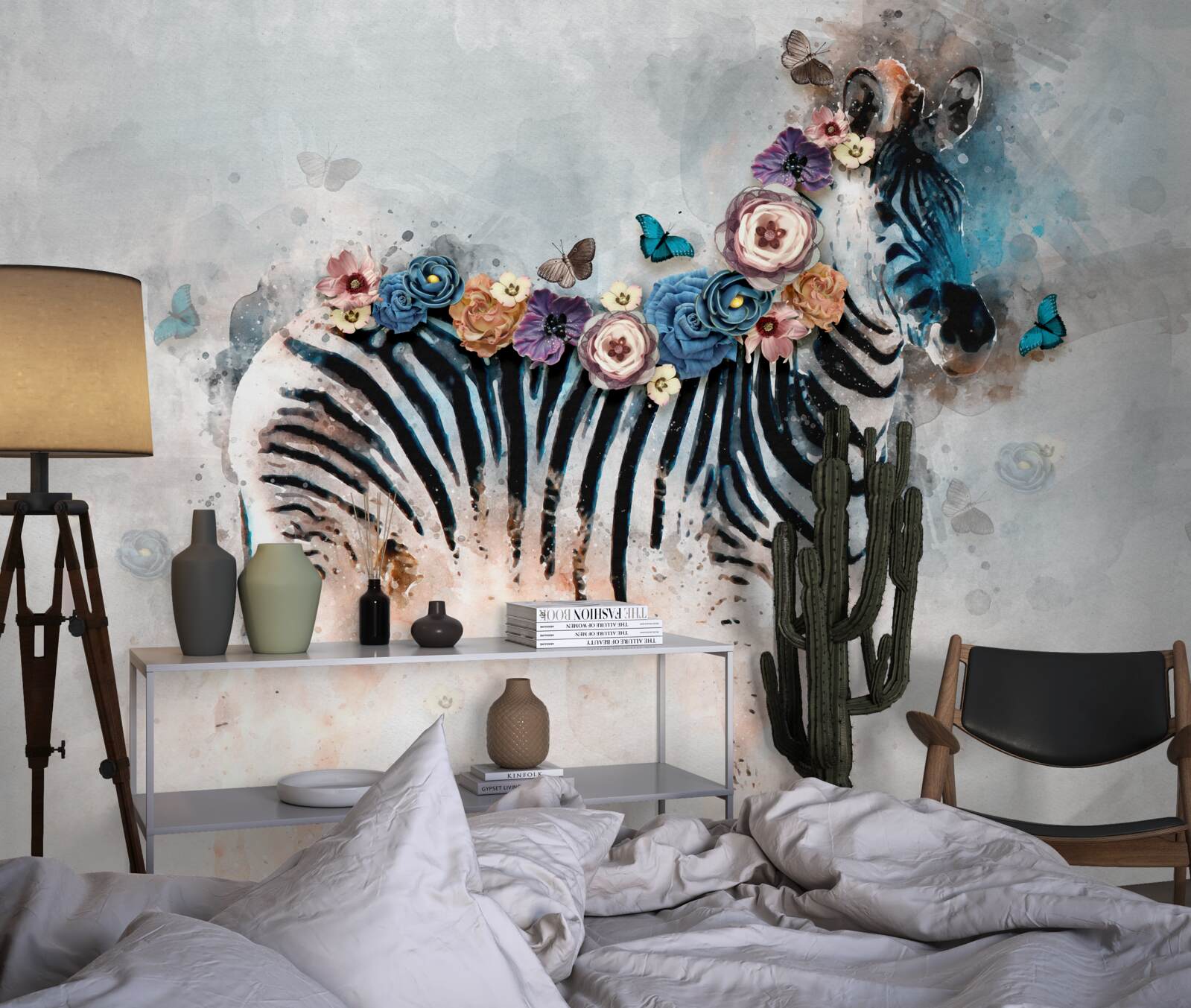 Fotobehang zebrakleuren met felle strepen