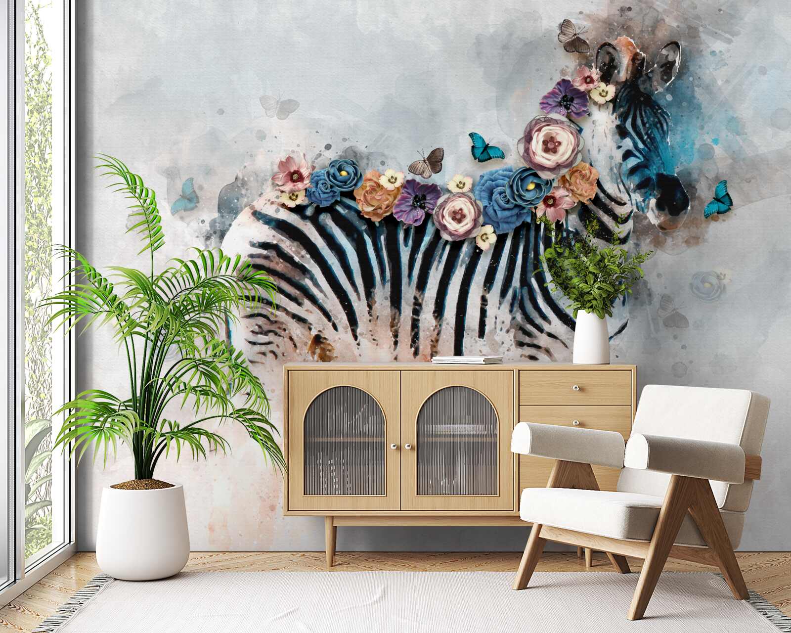 Fotobehang zebrakleuren met felle strepen