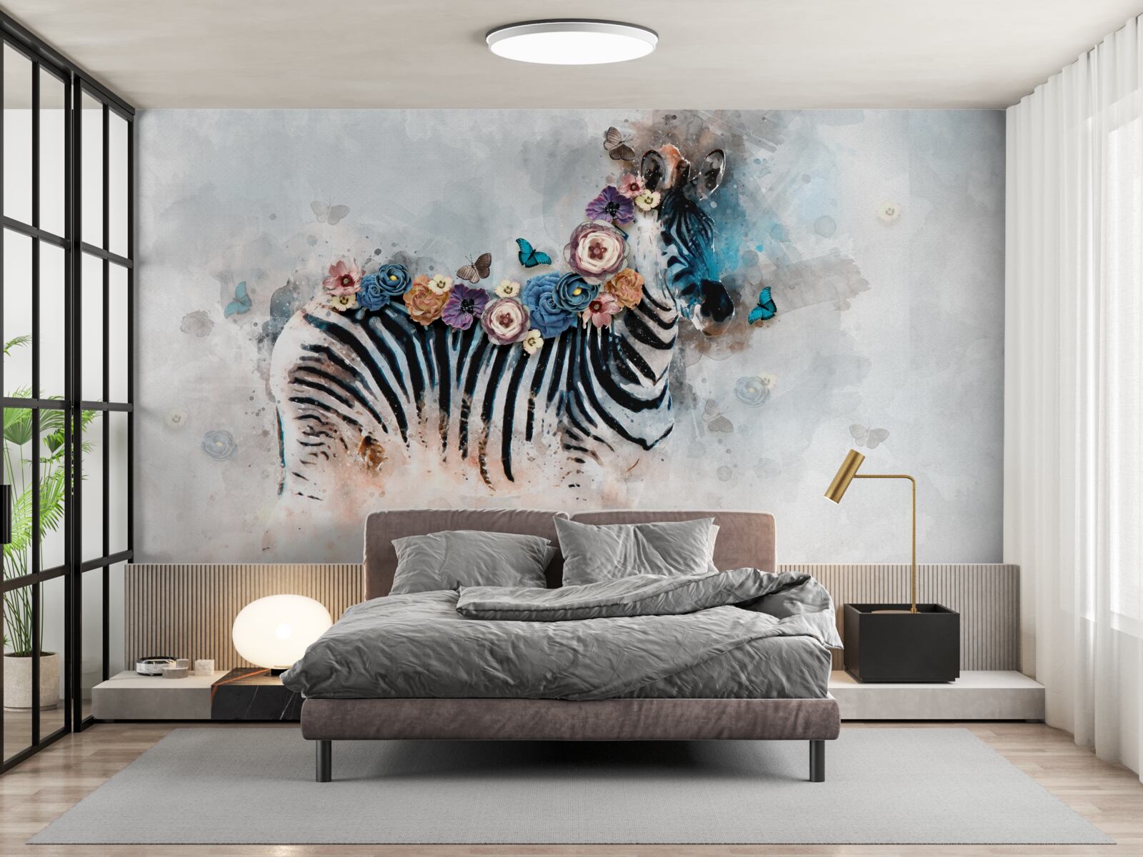 Fotobehang zebrakleuren met felle strepen