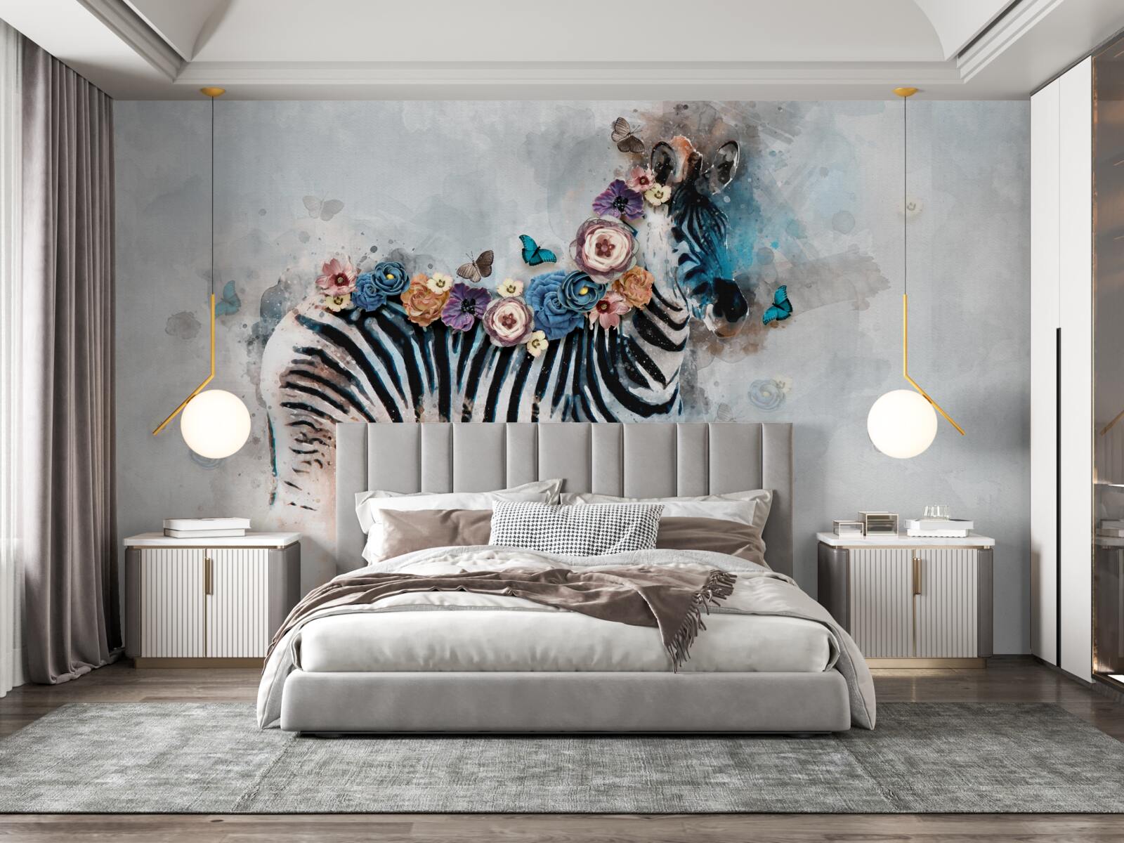 Fotobehang zebrakleuren met felle strepen