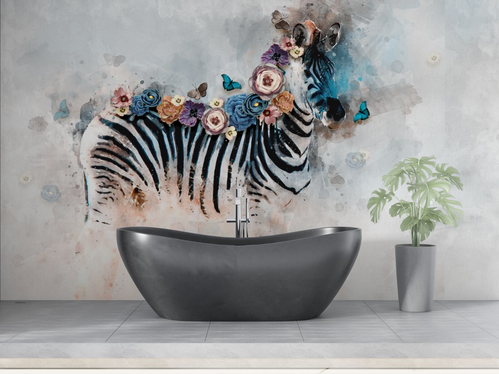 Fotobehang zebrakleuren met felle strepen