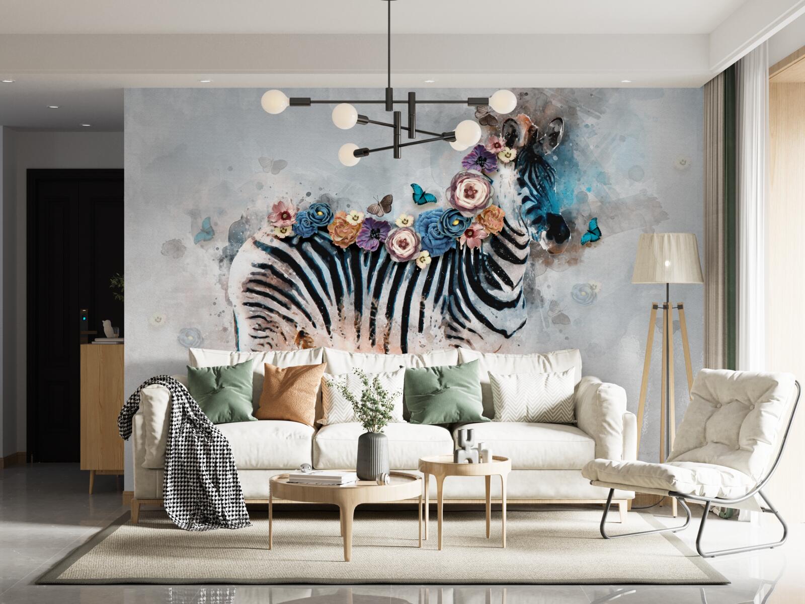 Fotobehang zebrakleuren met felle strepen