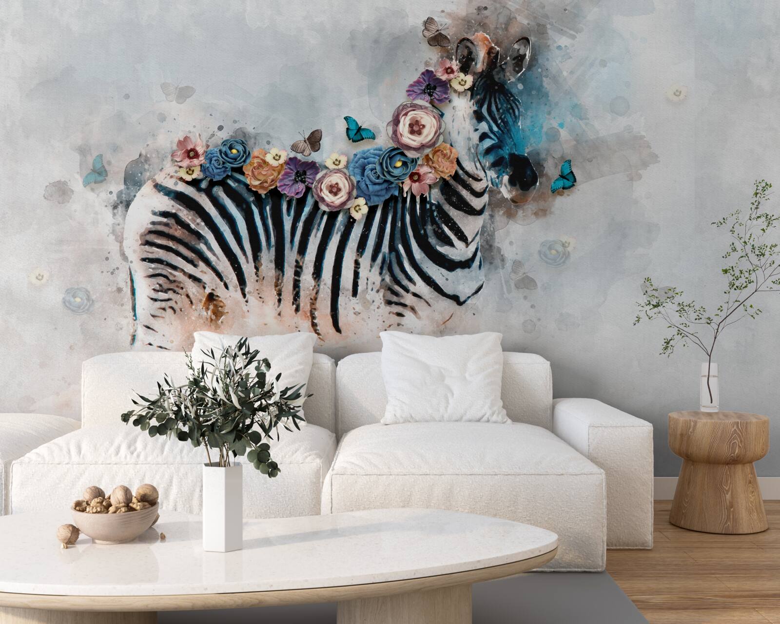 Fotobehang zebrakleuren met felle strepen