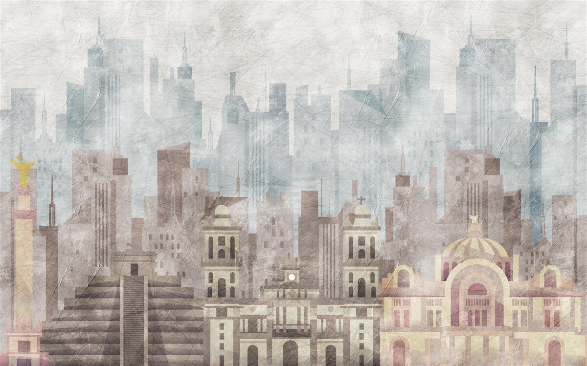 Fotobehang de oude stad tegenover de metropool