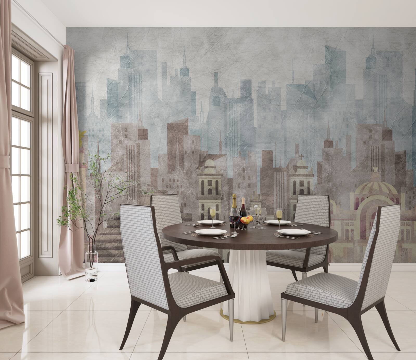 Fotobehang de oude stad tegenover de metropool