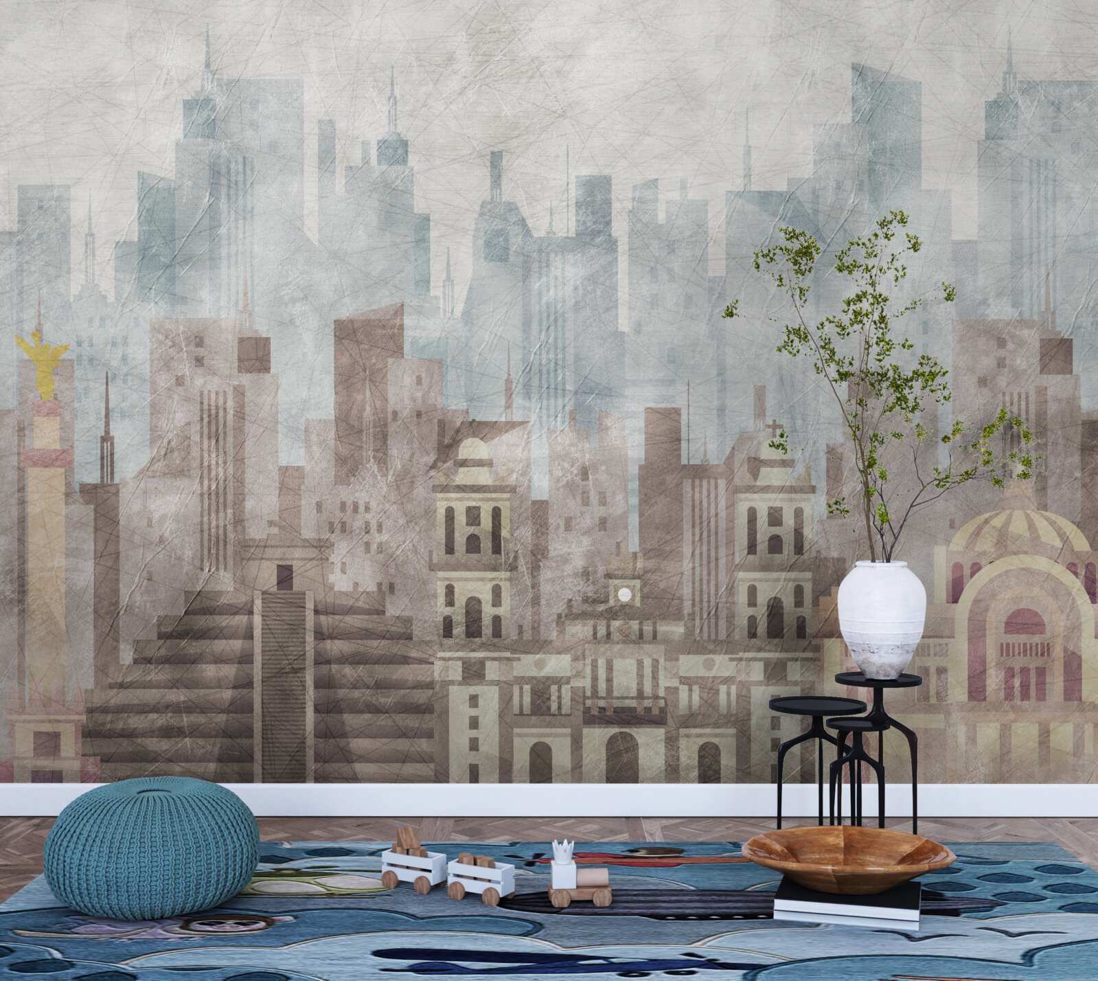 Fotobehang de oude stad tegenover de metropool