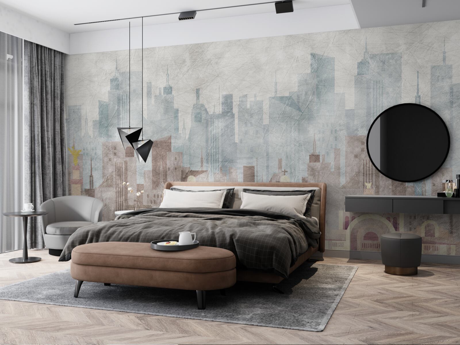 Fotobehang de oude stad tegenover de metropool