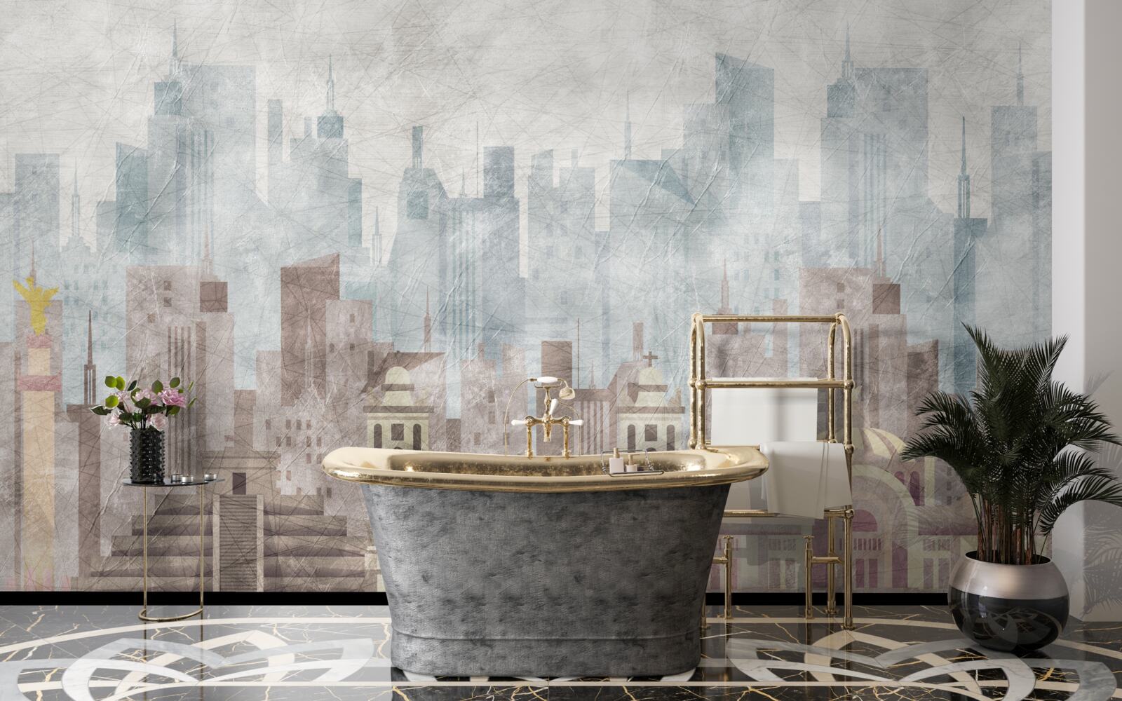 Fotobehang de oude stad tegenover de metropool